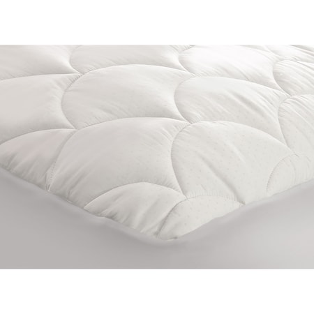 Cotton Damask Dot Mattress Pad, White, Twin